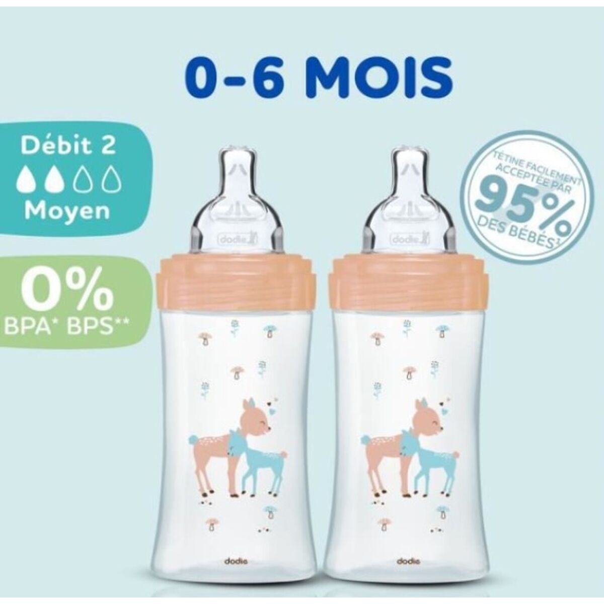 Conjunto de biberões Dodie 3 uds